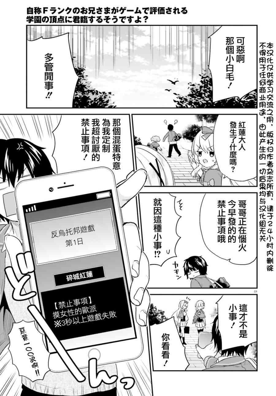 《自称F级的哥哥似乎会君临于通过游戏来评价的学院顶点？》16话第1页